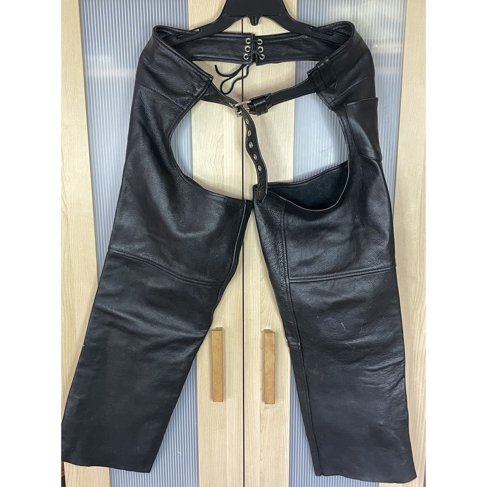 WILSONS Leather riding chaps Pants Motorcycle S Zipper Pockets Moto Rock Grunge